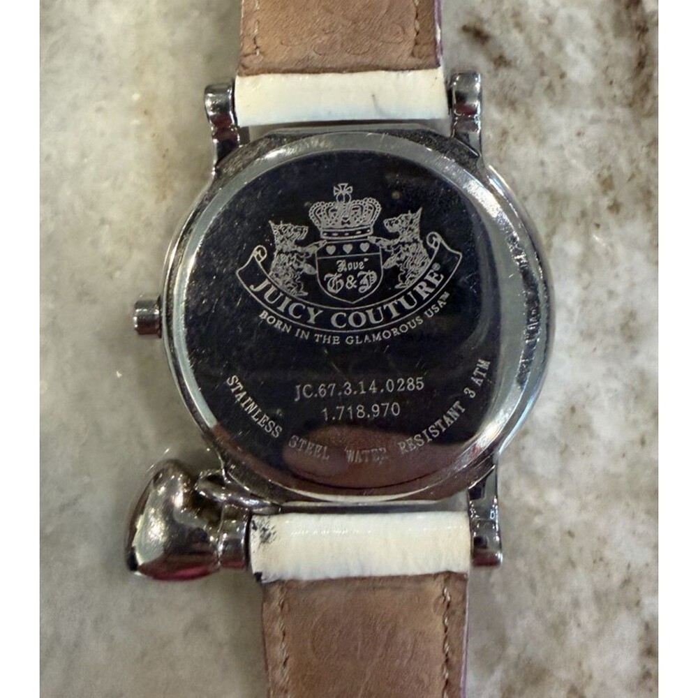 Juicy Couture Watch 32mm White Leather Band Hearts & Love Stainless Steel Case - Picture 10 of 13